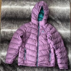 L.L. Bean Lavender 650 Fill Down Puffer Jacket with Teal Accents Girls 14/16